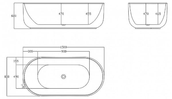 Акриловая ванна BelBagno BB401-1500-800, 150x80 см