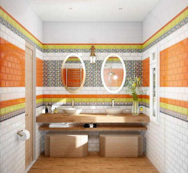 Плитка Клемансо оранжевый грань 7,5х15