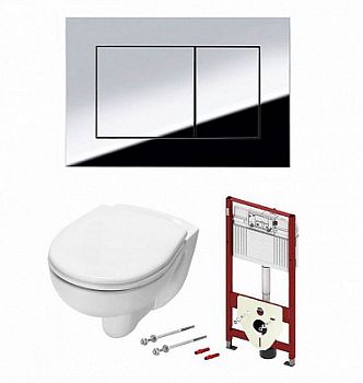 Комплект TECE Now 9400012.WC1 подвесной унитаз+ инсталляция+ кнопка смыва хром глянцевый