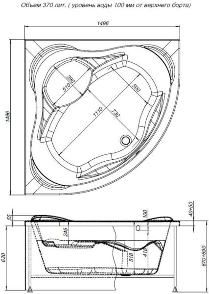 Акриловая ванна Aquanet Malta New 150x150 Акриловая ванна Aquanet Malta New 150x150