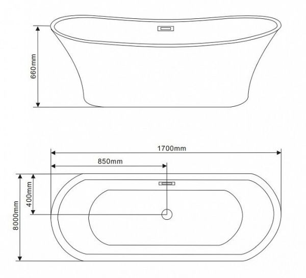 Акриловая ванна Grossman GR-2101, 170x80 см