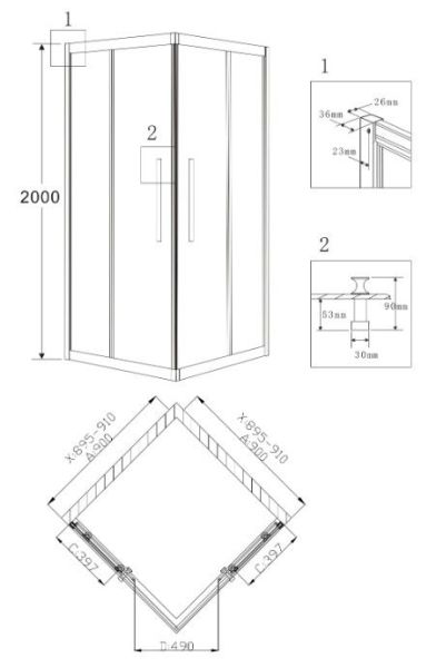 Душевой уголок Grossman PR-90SQ 90x90x200 Душевой уголок Grossman PR-90SQ 90x90x200